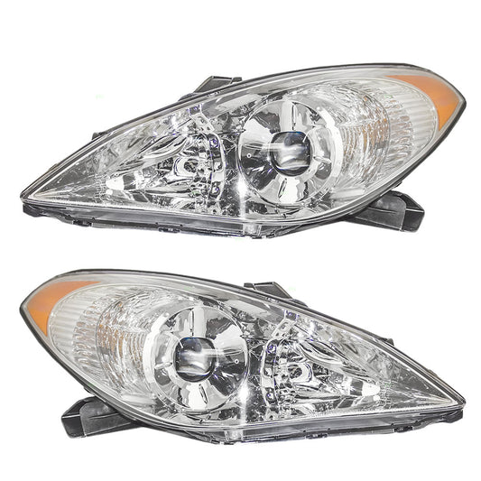 Brock Replacement Driver and Passenger Halogen Headlights Headlamps Compatible with Solara 81150-AA080 81110-AA080