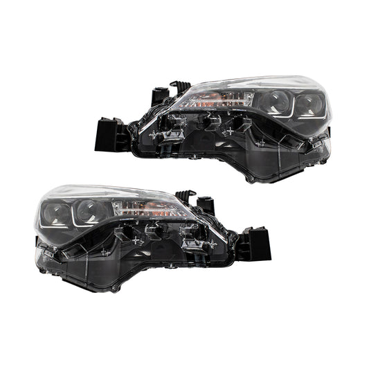 Brock Replacement Pair Set Headlights Headlamps w/ Bumper Mounted LED Daytime Running Lights Compatible with 17-19 Corolla 8115002M90