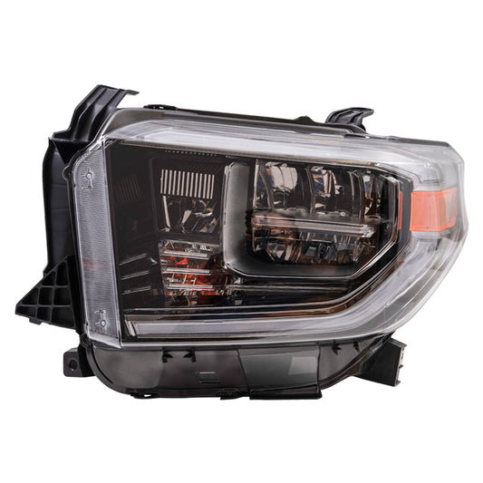 Brock Aftermarket Replacement Driver Left LED Combination Headlight Assembly With Smoked Chrome Accent Compatible With 2018 Toyota Tundra