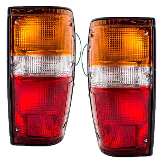 Brock Replacement Driver and Passenger Taillights Tail Lamps w/ Black Trim Compatible with 84-89 SUV Pickup Truck 8156089149 8155089149