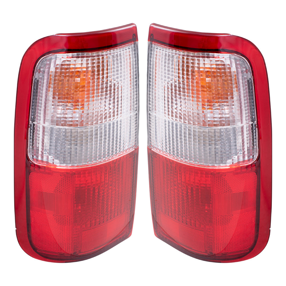 Brock Replacement Driver and Passenger Taillights Tail Lamps Compatible with 93-98 Pickup Truck 81561-34010 81551-34010