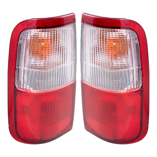 Brock Replacement Driver and Passenger Taillights Tail Lamps Compatible with 93-98 Pickup Truck 81561-34010 81551-34010