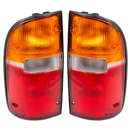 Brock Replacement Driver and Passenger Taillights Tail Lamps Compatible with 95-00 Tacoma Pickup Truck 81560-04030 81550-04030