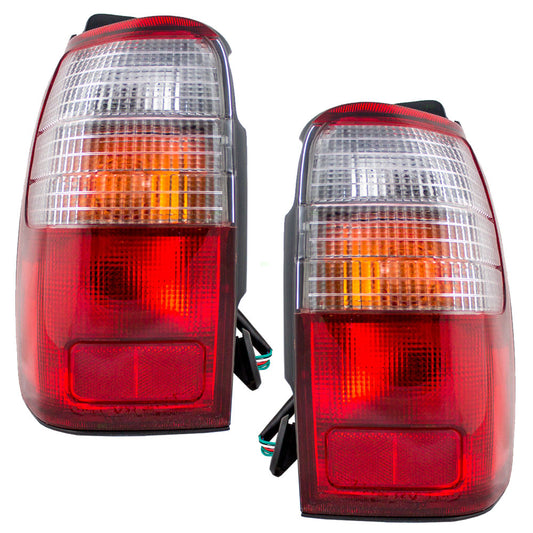 Brock Replacement Driver and Passenger Taillights Tail Lamps Compatible with 96-00 SUV 81560-35120 81550-35120