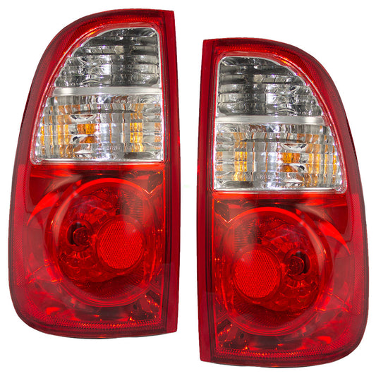 Brock Replacement Driver and Passenger Taillights Tail Lamps with Clear-Red Lens Compatible with 00-06 Pickup Truck 815600C060 815500C060