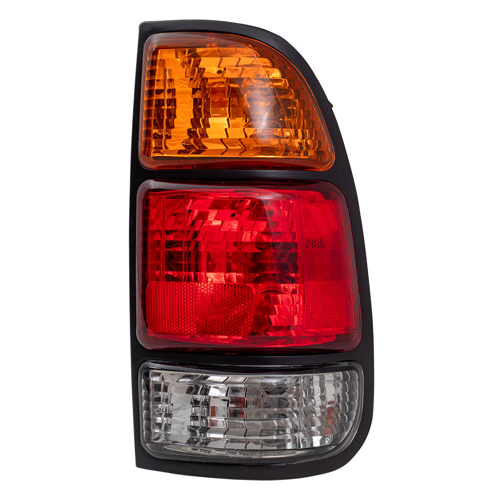 Brock Replacement Driver and Passenger Taillights Tail Lamps with Amber-Red-Clear Lens Compatible with 2000-2006 Tundra Pickup Truck 815610C010 815510C010