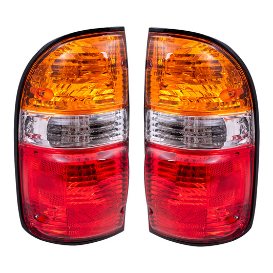 Brock Replacement Driver and Passenger Taillights Tail Lamps Compatible with 01-04 Pickup Truck 8156004060 8155004060