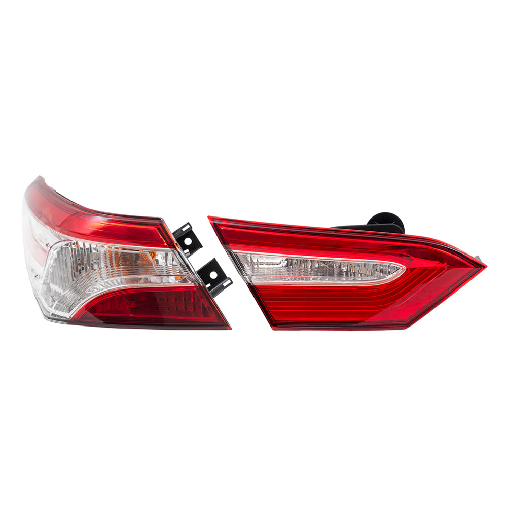 Brock Replacement Driver Side Tail Light Assemblies Quarter Mounted and Lid Mounted Compatible with 2018-2020 Camry L/LE/TRD & 2018-2019 Camry Hybrid LE & 2020 Camry XSE/Camry Hybrid SE