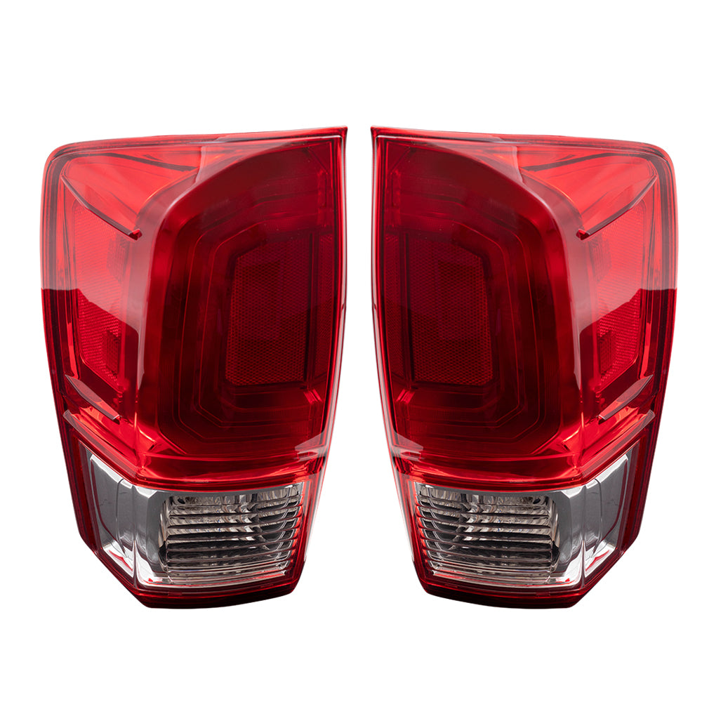 Brock Aftermarket Replacement Driver Left Passenger Right Combination Tail Light Assembly Without Black Bezel Set Compatible With 2016-2017 Toyota Tacoma SR/SR5