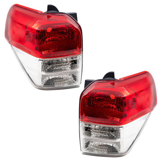 Brock Replacement Pair Tail Lights with Chrome Bezels Compatible with 10-13 4Runner