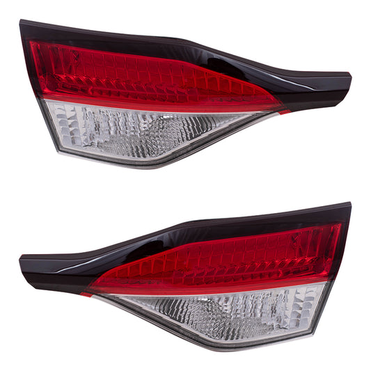 Brock Replacement Driver and Passenger Set Tail Lights Red and Clear Lid Mounted Lens Compatible with 2020 Corolla Sedan Japan 2020 Corolla Hybrid