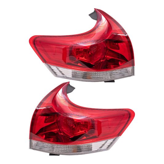 Brock Replacement Driver and Passenger Side Quarter Mounted Tail Light Assemblies Compatible with 13-16 Venza