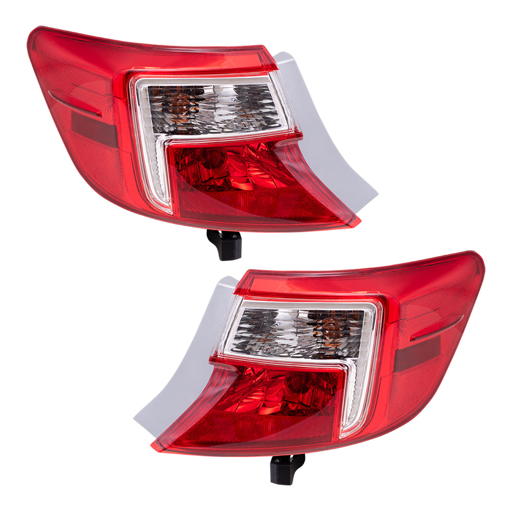 Brock Replacement Driver and Passenger Taillights Quarter Panel Mounted Tail Lamps Compatible with 12-14 Camry 81560-06470 81565-06470