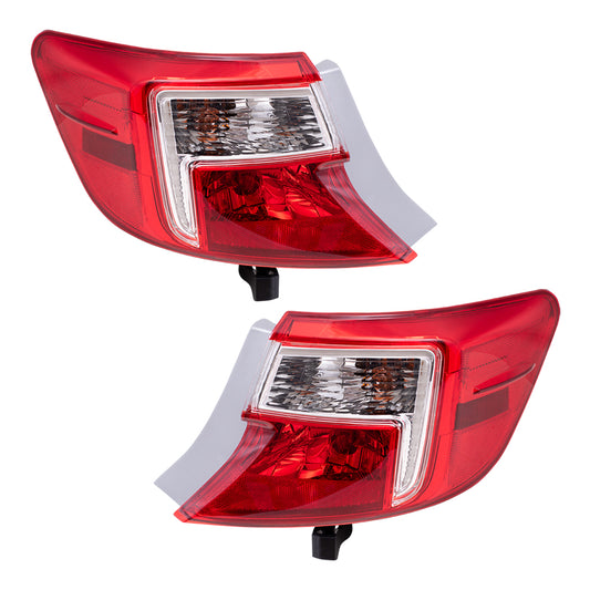 Brock Replacement Driver and Passenger Taillights Quarter Panel Mounted Tail Lamps Compatible with 12-14 Camry 81560-06470 81565-06470