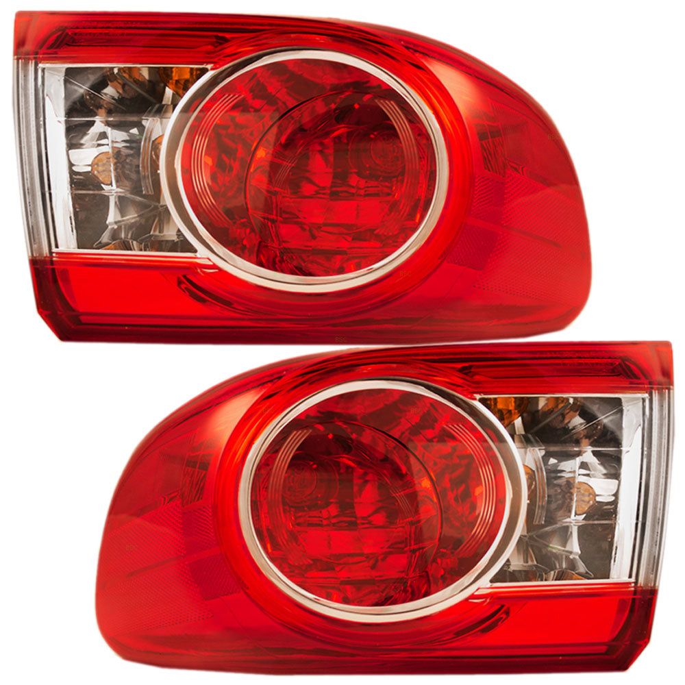 Brock Replacement Driver and Passenger Taillights Tail Lamps Compatible with 11-13 Corolla 81560-02580 81550-02580