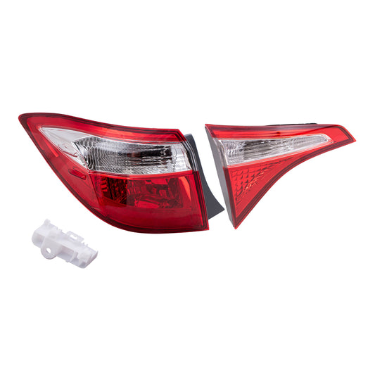 Brock Replacement Driver Side Tail Lights Quarter Mounted and Lid Mounted Set Compatible with 2014-2016 Corolla