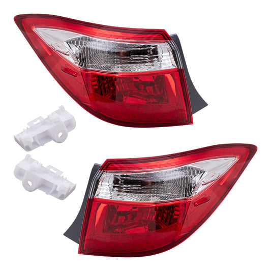 Brock Replacement Pair Set Taillights Quarter Panel Mounted Tail Lamps Compatible with 14-16 Corolla 81560-02750 81550-02750