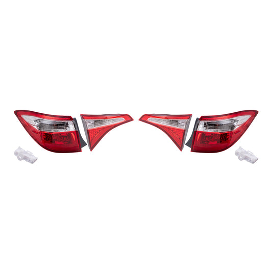 Brock Replacement Driver and Passenger Side Tail Lights Quarter Mounted and Lid Mounted 4 Piece Set Compatible with 2014-2016 Corolla