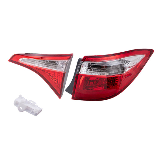 Brock Replacement Passenger Side Tail Lights Quarter Mounted and Lid Mounted Set Compatible with 2014-2016 Corolla