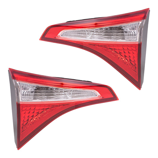 Brock Replacement Pair Set Taillights Lid Mounted Tail Lamps Compatible with 14-16 Corolla 81590-02510 166-60537R