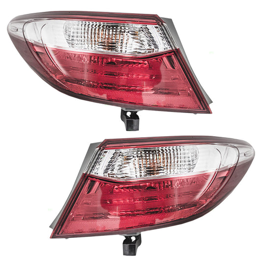 Brock Replacement Pair Set Taillights Tail Lamps Quarter Panel Mounted Red w/ Clear Compatible with 15-17 Camry & Hybrid 81560-06640 81550-06640