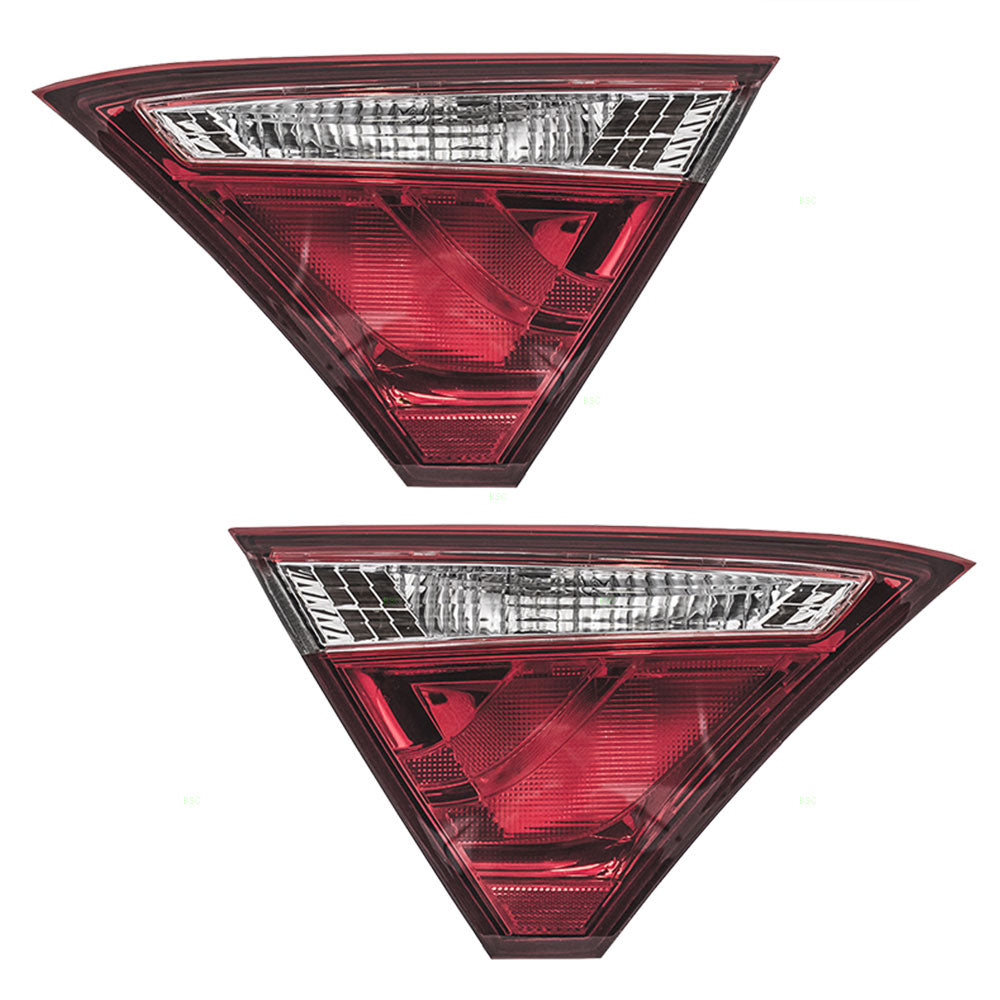 Brock Replacement Pair Set Taillights Tail Lamps Lid Mounted Red w/ Clear Lens Compatible with 15-17 Camry & Hybrid 81590-06410 81580-06410