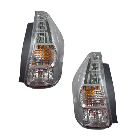 Brock Replacement Pair Set Taillights Tail Lamps Compatible with 12-14 Prius V 81561-47160 81551-47160