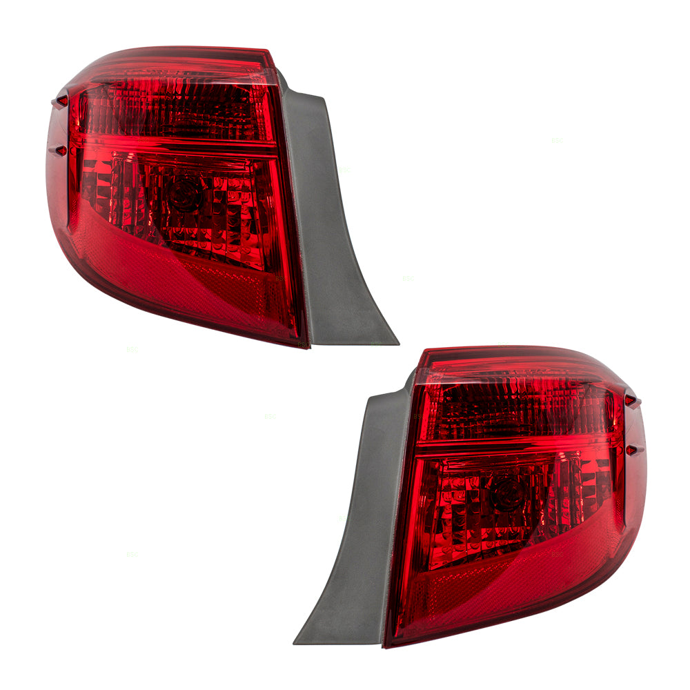 Brock Replacement Pair Set Tail Lights Left + Right Red w/ Reverse LED Lamps Compatible with 17-19 Corolla 8156002B10 8155002B10