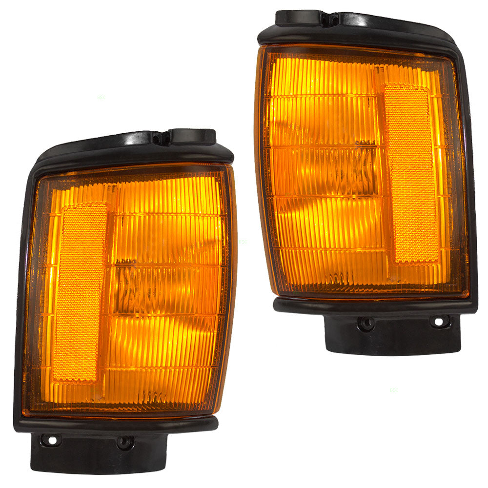 Brock Replacement Driver and Passenger Park Signal Corner Marker Lights Lamps with Painted Trim Compatible with 1984-1986 Pickup Truck SUV 8162089143 8161089143