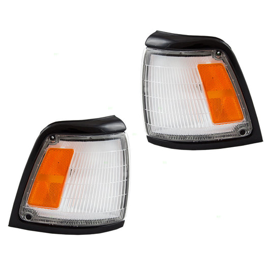 Brock Replacement Driver and Passenger Park Signal Corner Marker Lights Lamps with Black Trim Compatible with 92-95 Pickup Truck 8162035080 8161035080