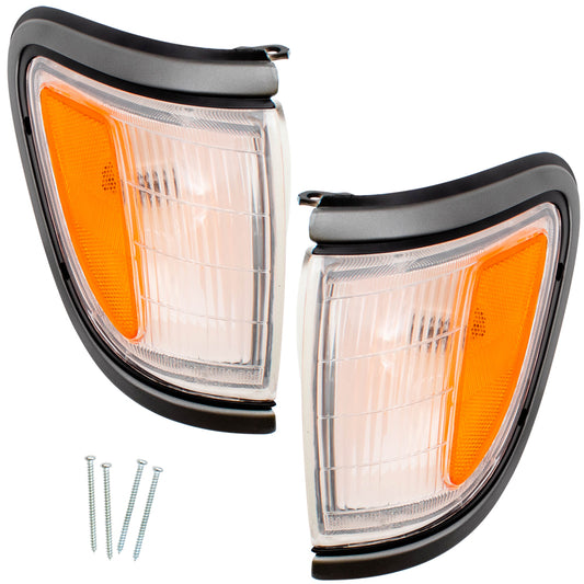 Brock Replacement Set Driver and Passenger Park Signal Side Marker Lights with Black Trim Compatible with 1995-1997 Tacoma 4-Wheel Drive Pickup Truck 8162004030 8161004030