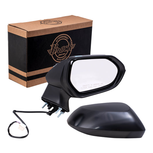 Brock Replacement Passenger Side Power Mirror Paint to Match Black without Heat-Signal-Blind Spot Detection Compatible with 20 Corolla Sedan JAPAN BUILT