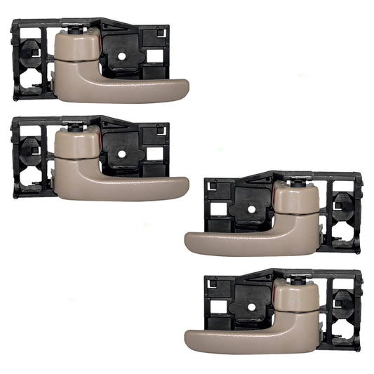 Brock Replacement 4 Piece Set of Inside Interior Door Handles Beige / Fawn Compatible with SUV Pickup Truck 69206-0C030-E1 69205-0C030-E1