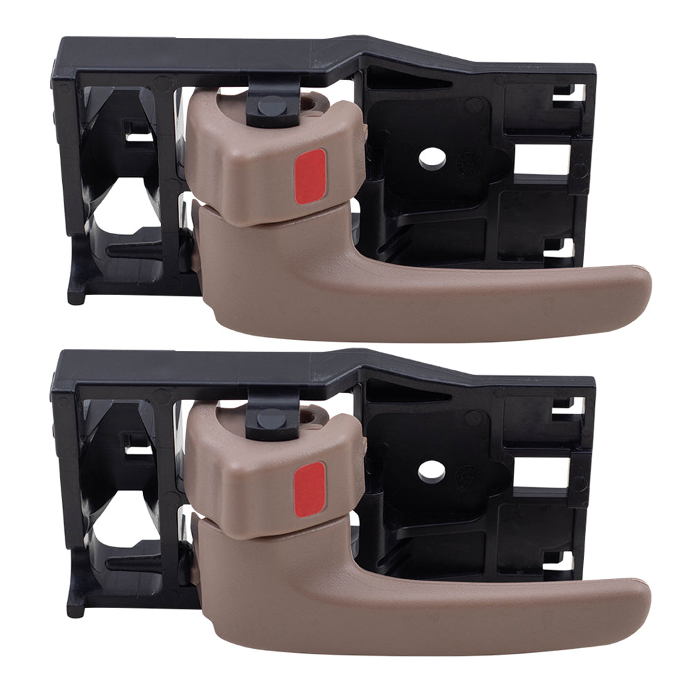 Brock Replacement Front and Rear Driver Side Inside Brown/Oak Door Handles Set Compatible with 2001-2004 Sequoia & 2004-2006 Tundra Double Cab ONLY