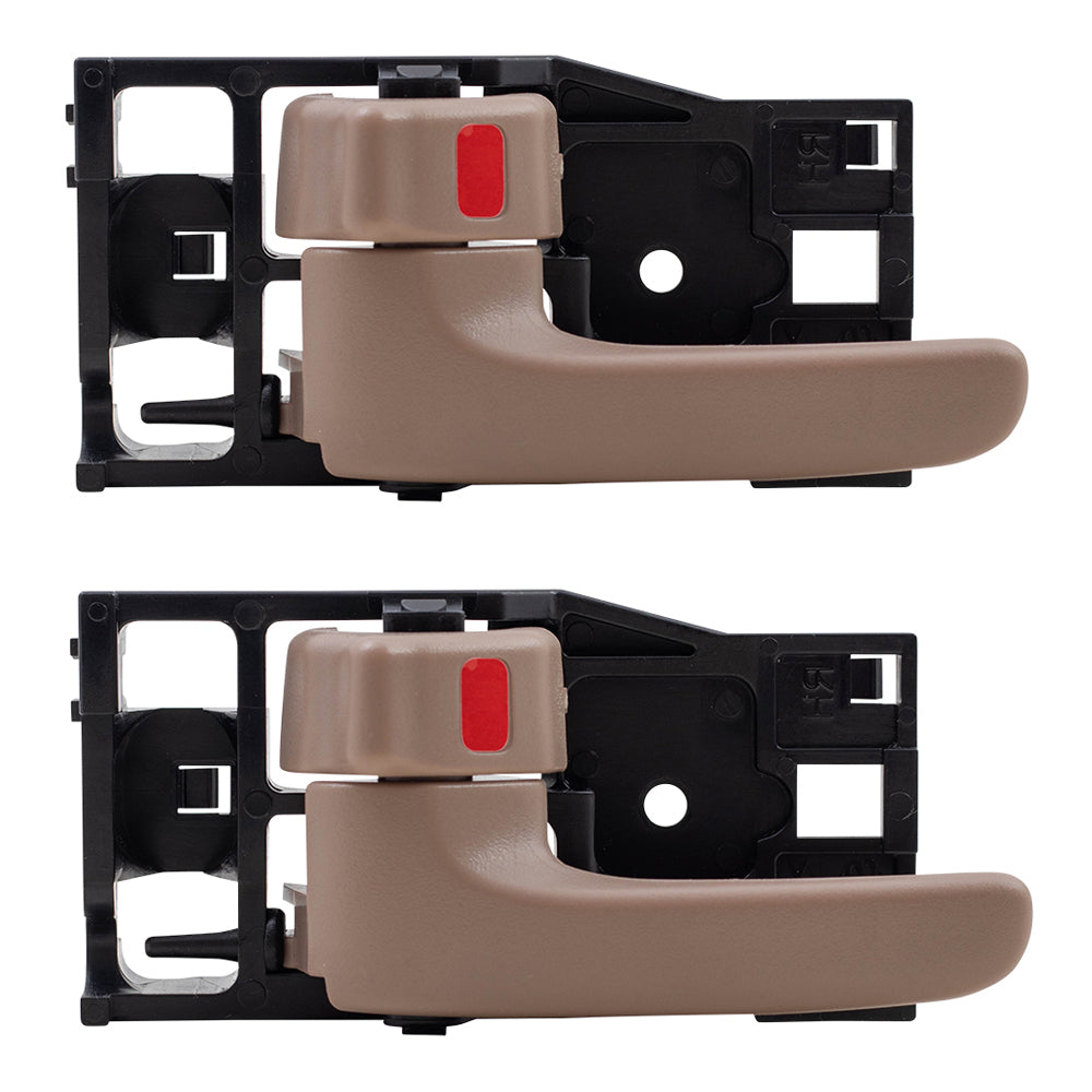 Brock Replacement Front and Rear Driver Side Inside Brown/Oak Door Handles Set Compatible with 2001-2004 Sequoia & 2004-2006 Tundra Double Cab ONLY