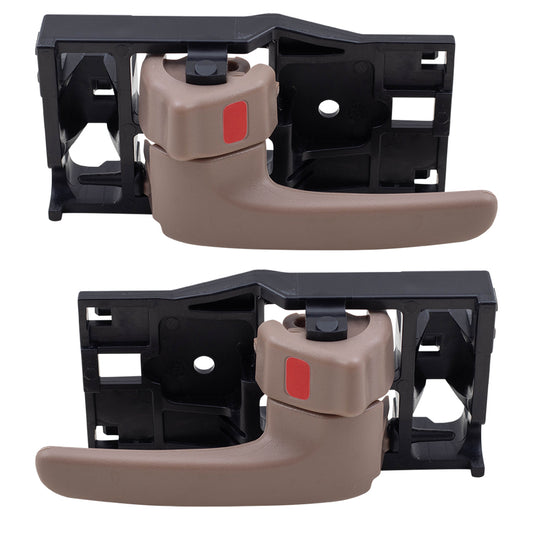 Brock Replacement Pair Set Inside Interior Brown / Oak Door Handles Compatible with Pickup Truck SUV 69206-0C030-E0 69205-0C030-E0