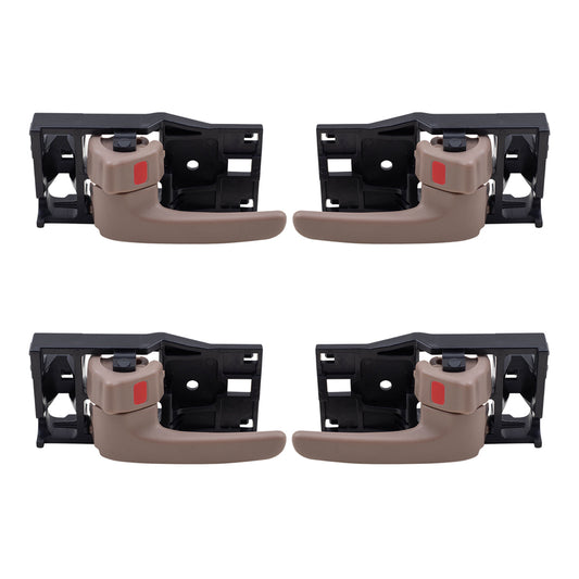 Brock Replacement Driver and Passenger Side Front and Rear Inside Brown/Oak Door Handles 4 Piece Set Compatible with 2001-2004 Sequoia & 2004-2006 Tundra Double Cab ONLY