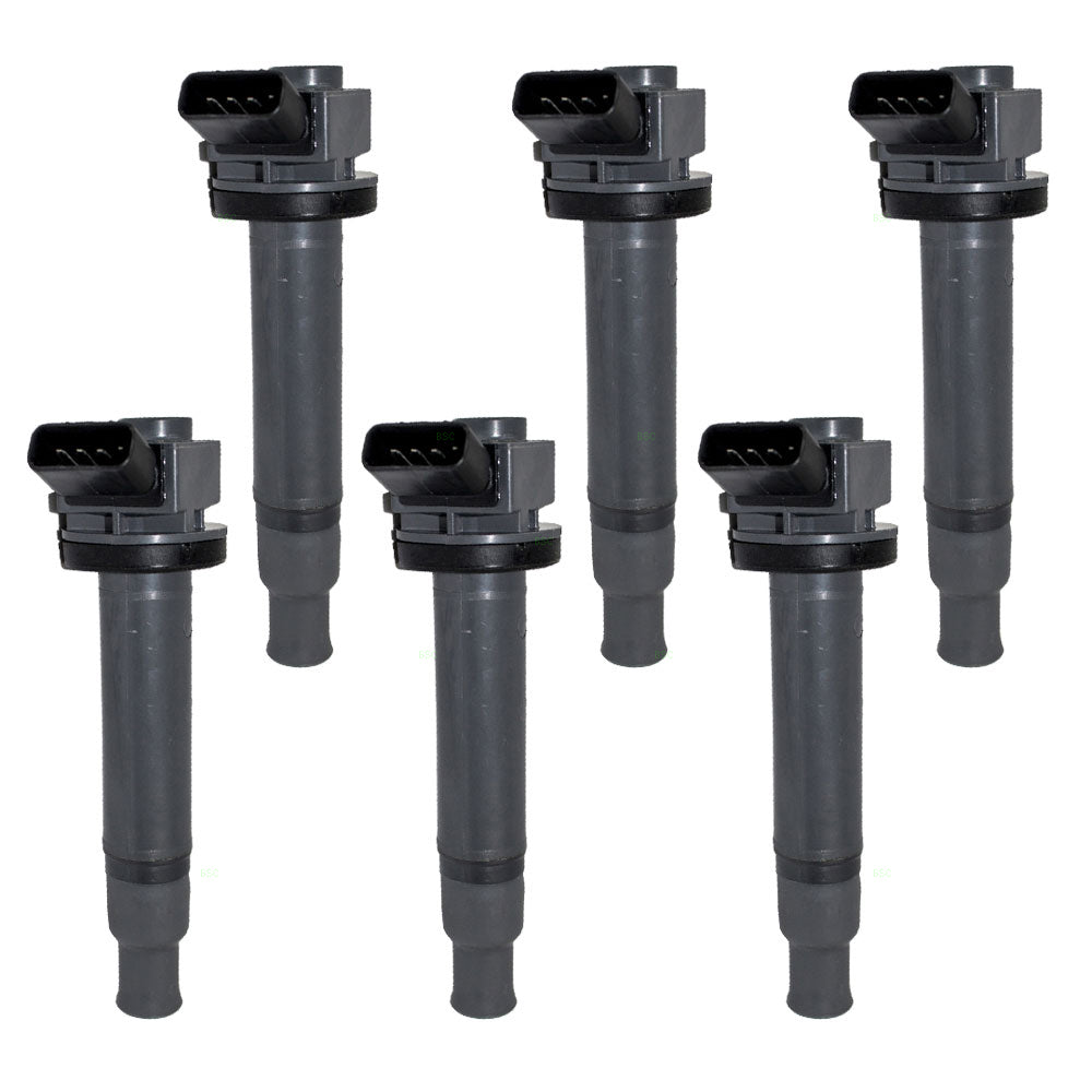 Brock Replacement 6 Piece Set of Ignition Spark Plug Coils Compatible with Various Models 9008019016 90080-19016