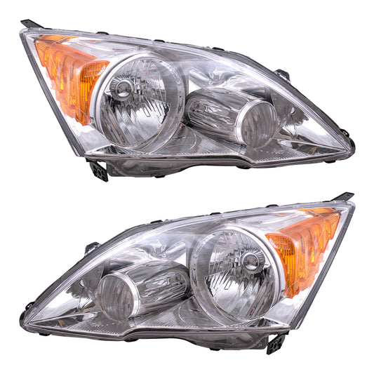 Brock Replacement Driver and Passenger Headlights Headlamps Compatible with 2007-2011 CR-V 33151SWAA01 33101SWAA01