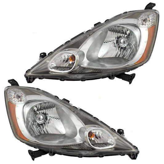 Brock Replacement Driver and Passenger Headlights with Chrome Bezels Compatible with 2009-2011 Fit 33150TK6A11 33100TK6A11