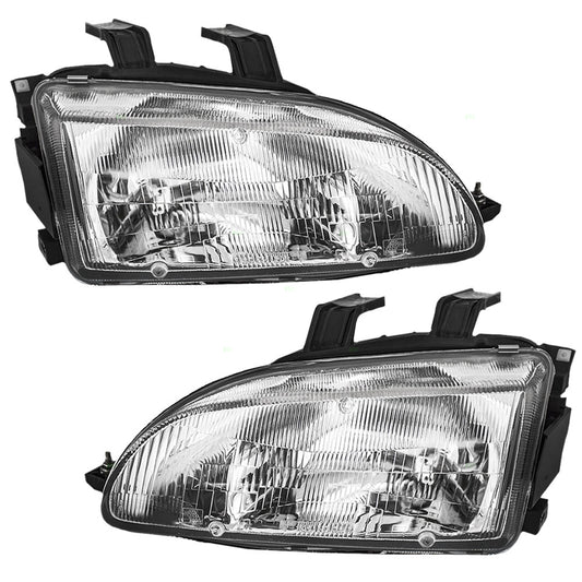 Brock Replacement Driver and Passenger Headlights Headlamps Compatible with Civic 33150SR3A01 33100SR3A01