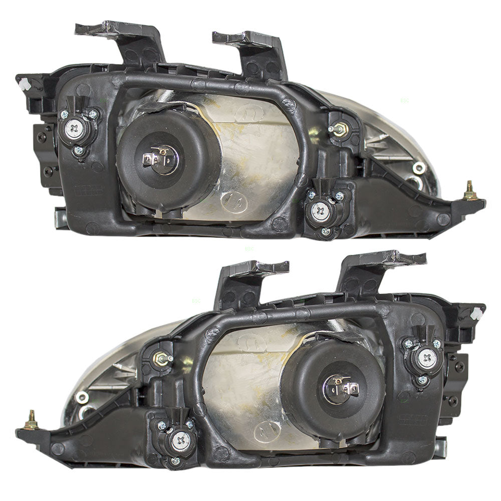 Brock Replacement Driver and Passenger Headlights Headlamps Compatible with Civic 33150SR3A01 33100SR3A01