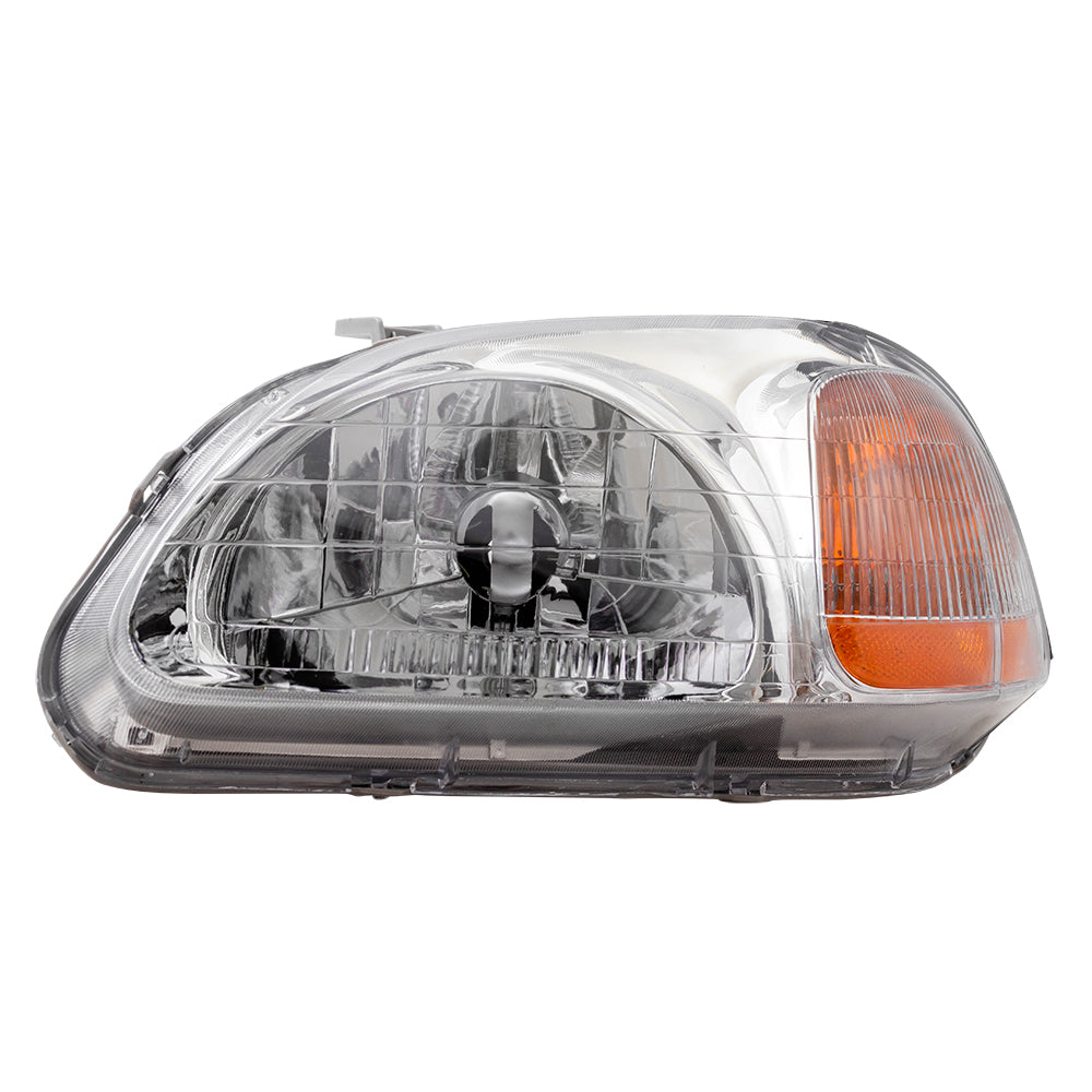 Brock Replacement Drivers Halogen Headlight Compatible with 1996-1998 Civic 33151-S01-305