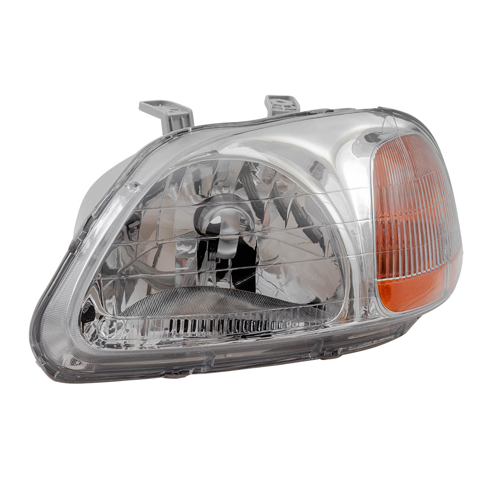 Brock Replacement Drivers Halogen Headlight Compatible with 1996-1998 Civic 33151-S01-305