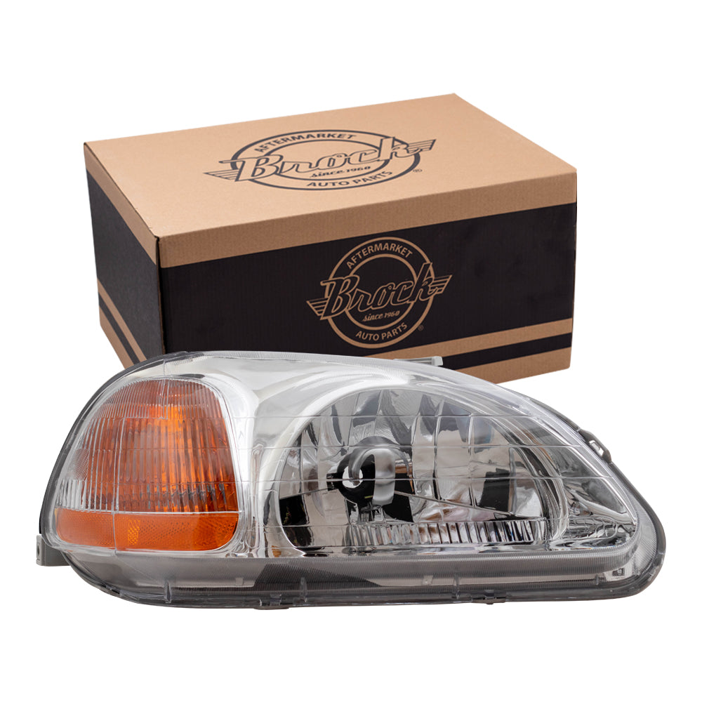 Brock Replacement Passengers Halogen Headlight Lens Compatible with 1996 1997 1998 Civic 33101-S01-305