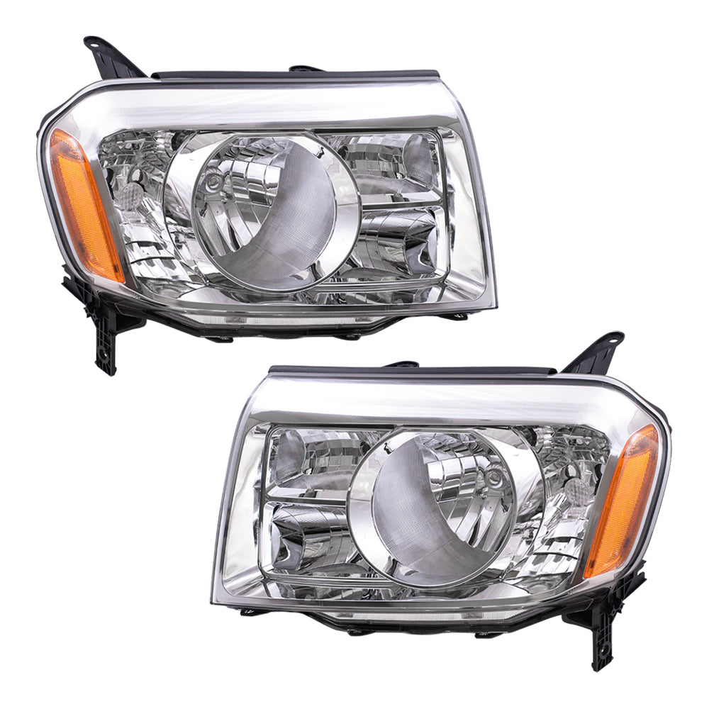 Brock Replacement Driver and Passenger Headlights Headlamps Compatible with 2009-2011 Pilot SUV 33150SZAA01 33100SZAA01