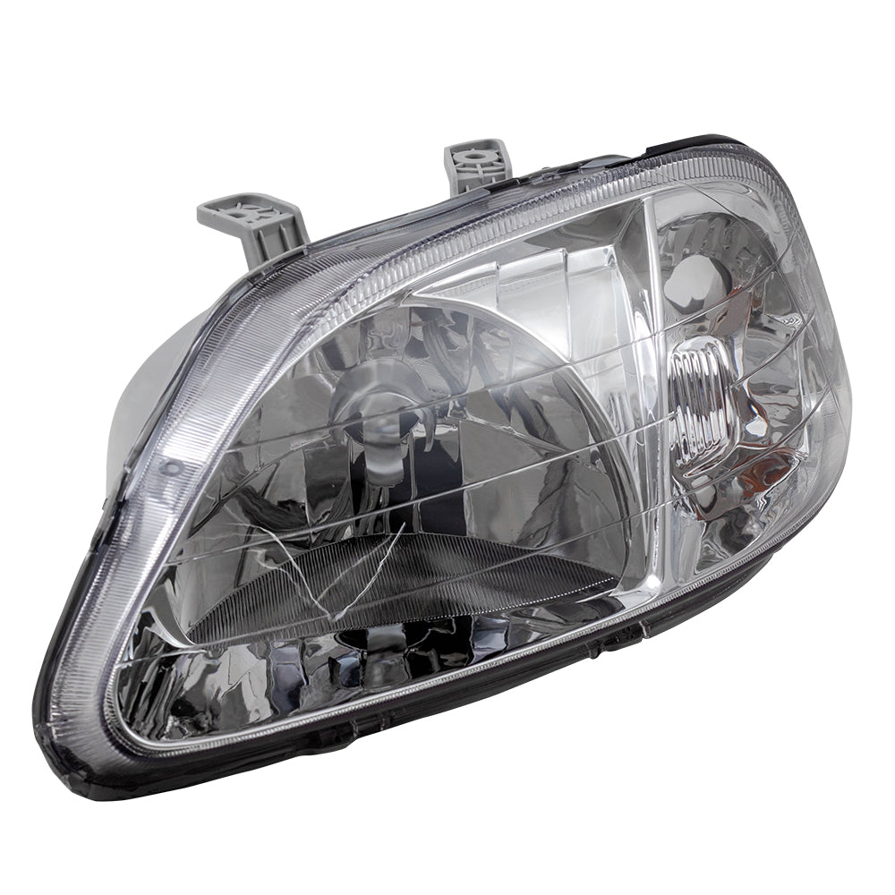 Brock Replacement Drivers Halogen Headlight Compatible with 1999-2000 Civic 33151S01A02