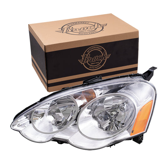 Brock Replacement Drivers Halogen Headlight Headlamp Compatible with 2002 2003 2004 RSX 33151-S6M-A01