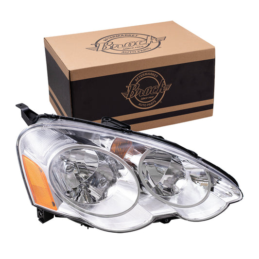 Brock Replacement Passengers Halogen Headlight Headlamp Compatible with 2002 2003 2004 RSX 33101-S6M-A01