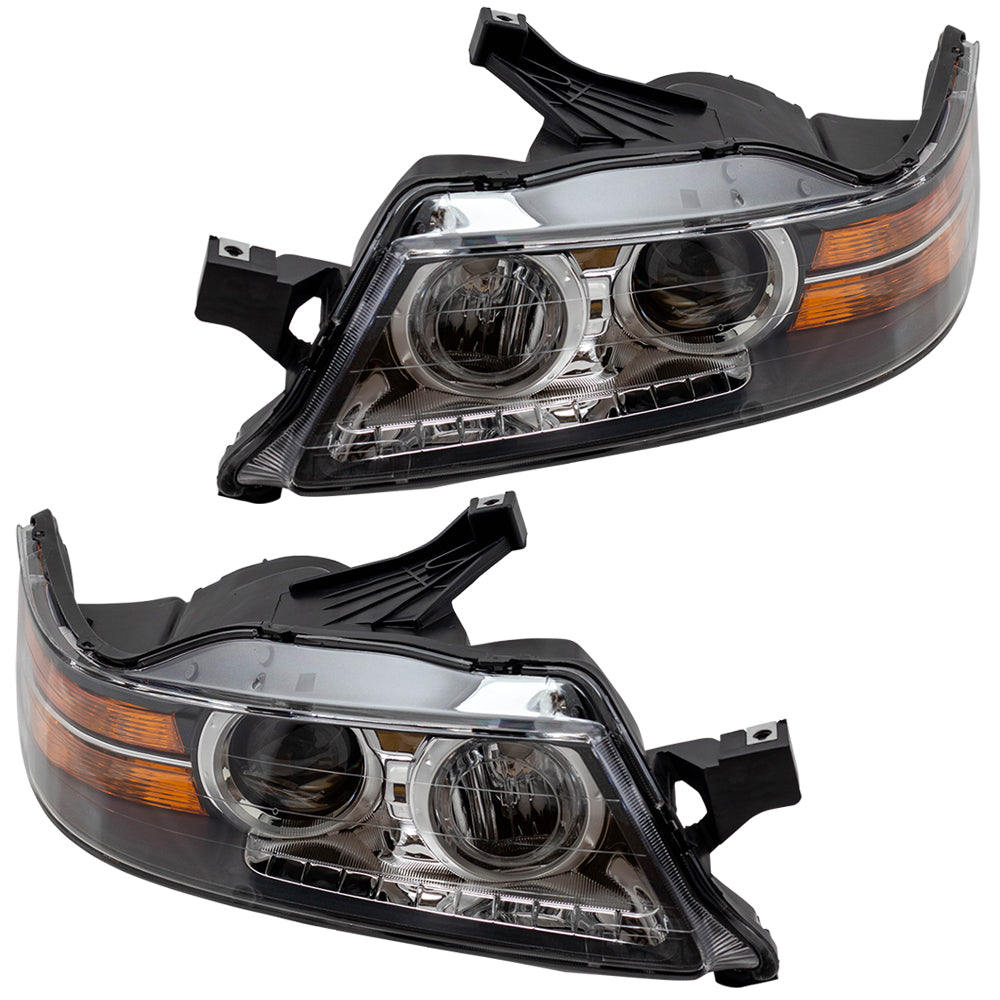 Brock Replacement Pair Headlights Driver and Passenger Combination Headlamp Set Compatible with 2007-2008 TL Base 33151SEPA22 33101SEPA22